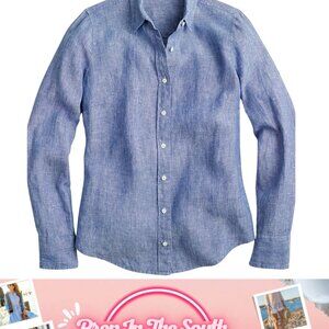 J.Crew Perfect Shirt in Cross-Dyed Irish Linen – Size 4